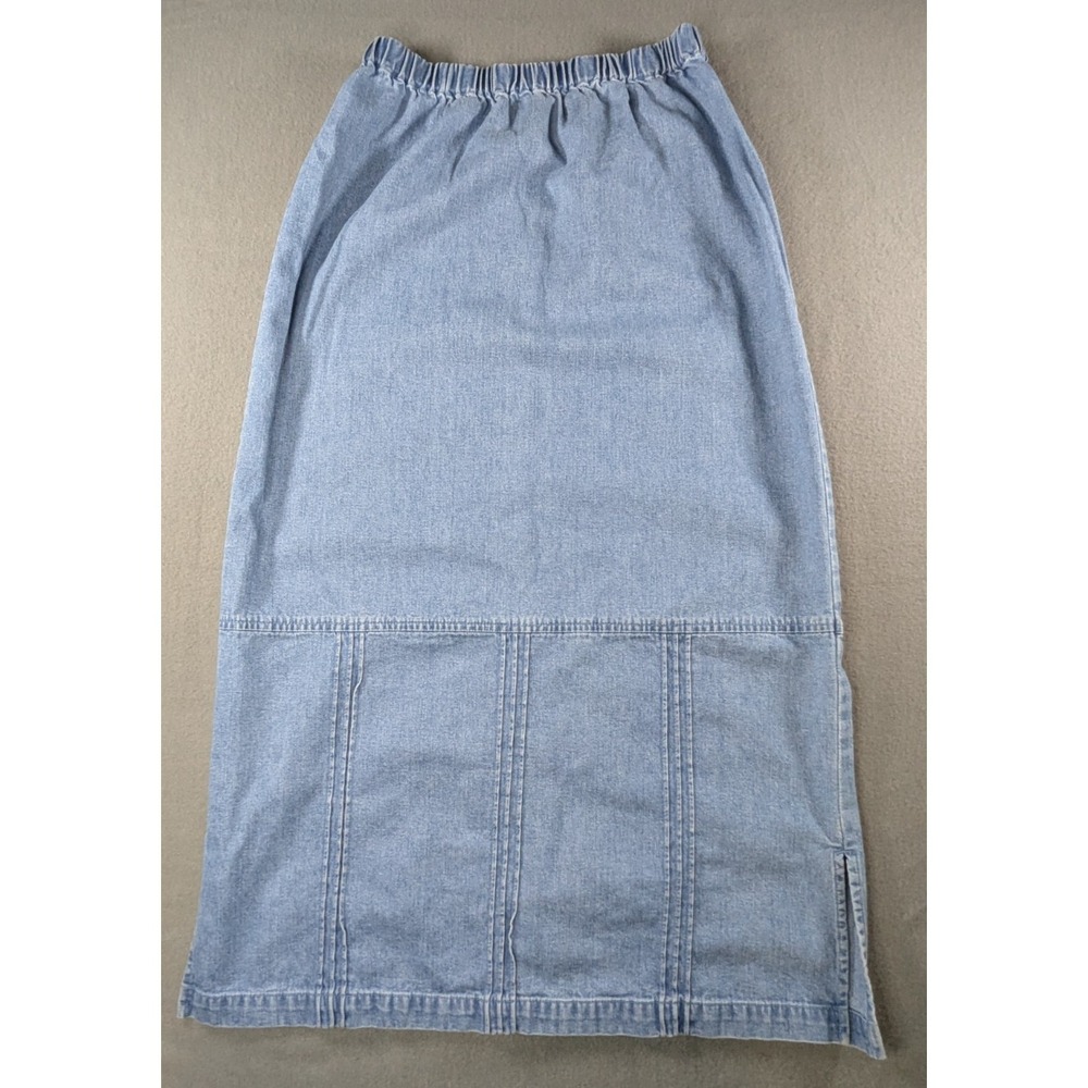 Vintage Orvis Womens 6 Denim Maxi Skirt Long Blue 100% Cotton 90s Y2K Paneled - Picture 1 of 11